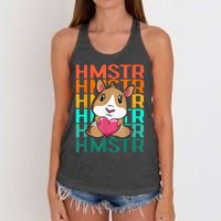 Vintage Cute Hamster Lover - Cute Guinea Pig Design Women's Knotted Racerback Tank