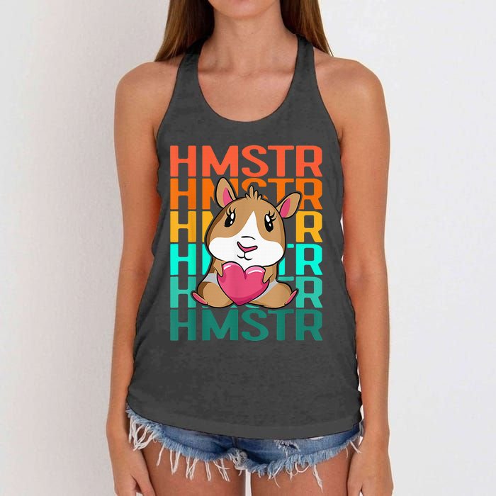 Vintage Cute Hamster Lover - Cute Guinea Pig Design Women's Knotted Racerback Tank