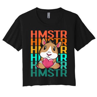 Vintage Cute Hamster Lover - Cute Guinea Pig Design Women's Crop Top Tee