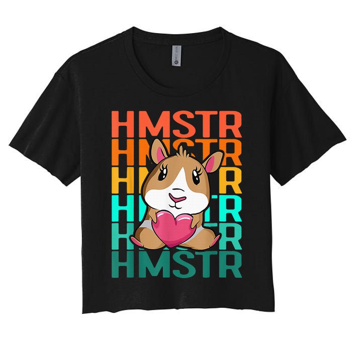 Vintage Cute Hamster Lover - Cute Guinea Pig Design Women's Crop Top Tee