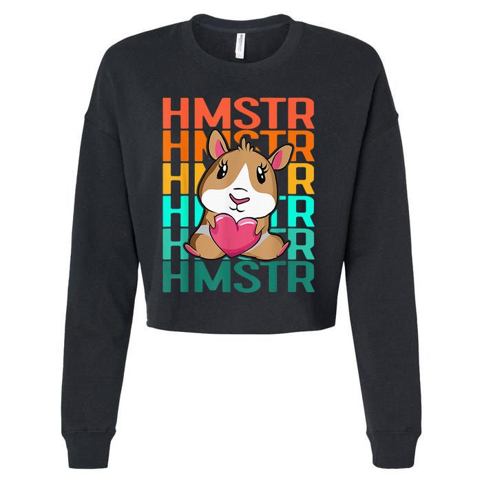 Vintage Cute Hamster Lover - Cute Guinea Pig Design Cropped Pullover Crew