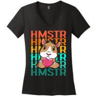 Vintage Cute Hamster Lover - Cute Guinea Pig Design Women's V-Neck T-Shirt