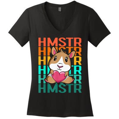 Vintage Cute Hamster Lover - Cute Guinea Pig Design Women's V-Neck T-Shirt