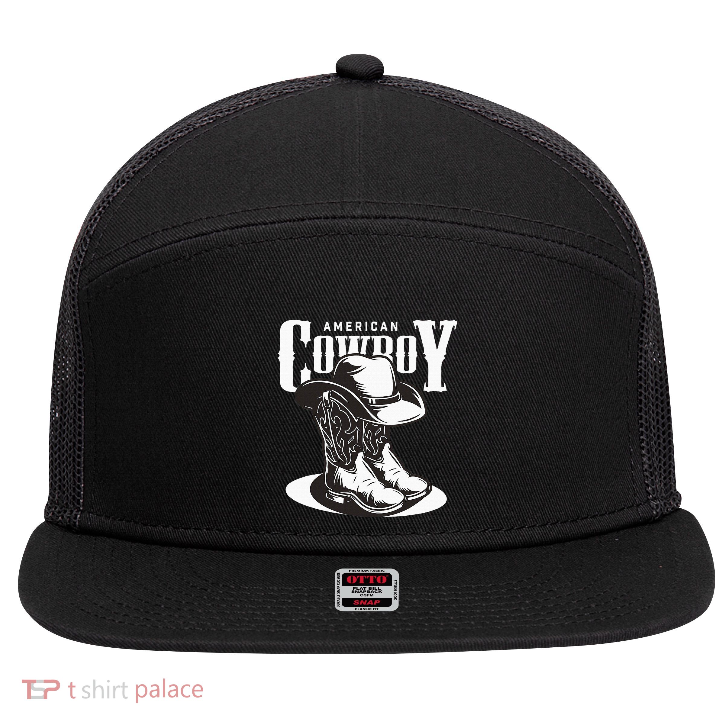 Vintage Cowboy Howdy Rodeo Western Vintage Country Southern 7 Panel Mesh Trucker Snapback Hat