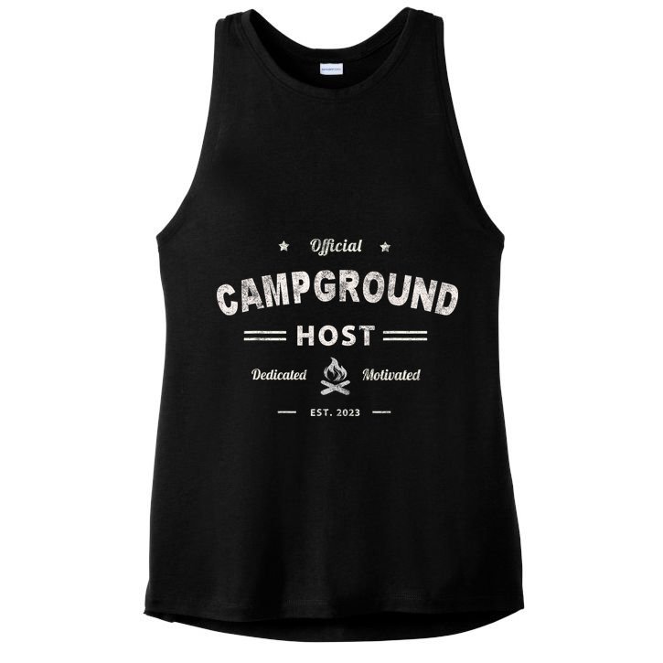 Vintage CAMPGROUND HOST Squad Summer Camp Campsite Staff Ladies PosiCharge Tri-Blend Wicking Tank