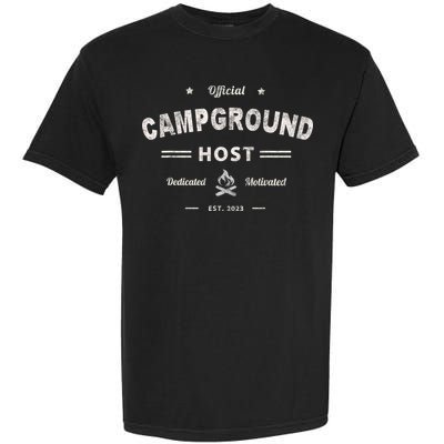 Vintage CAMPGROUND HOST Squad Summer Camp Campsite Staff Garment-Dyed Heavyweight T-Shirt