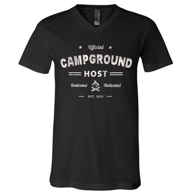 Vintage CAMPGROUND HOST Squad Summer Camp Campsite Staff V-Neck T-Shirt