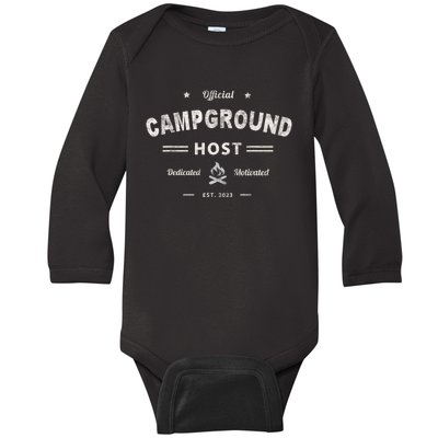 Vintage CAMPGROUND HOST Squad Summer Camp Campsite Staff Baby Long Sleeve Bodysuit