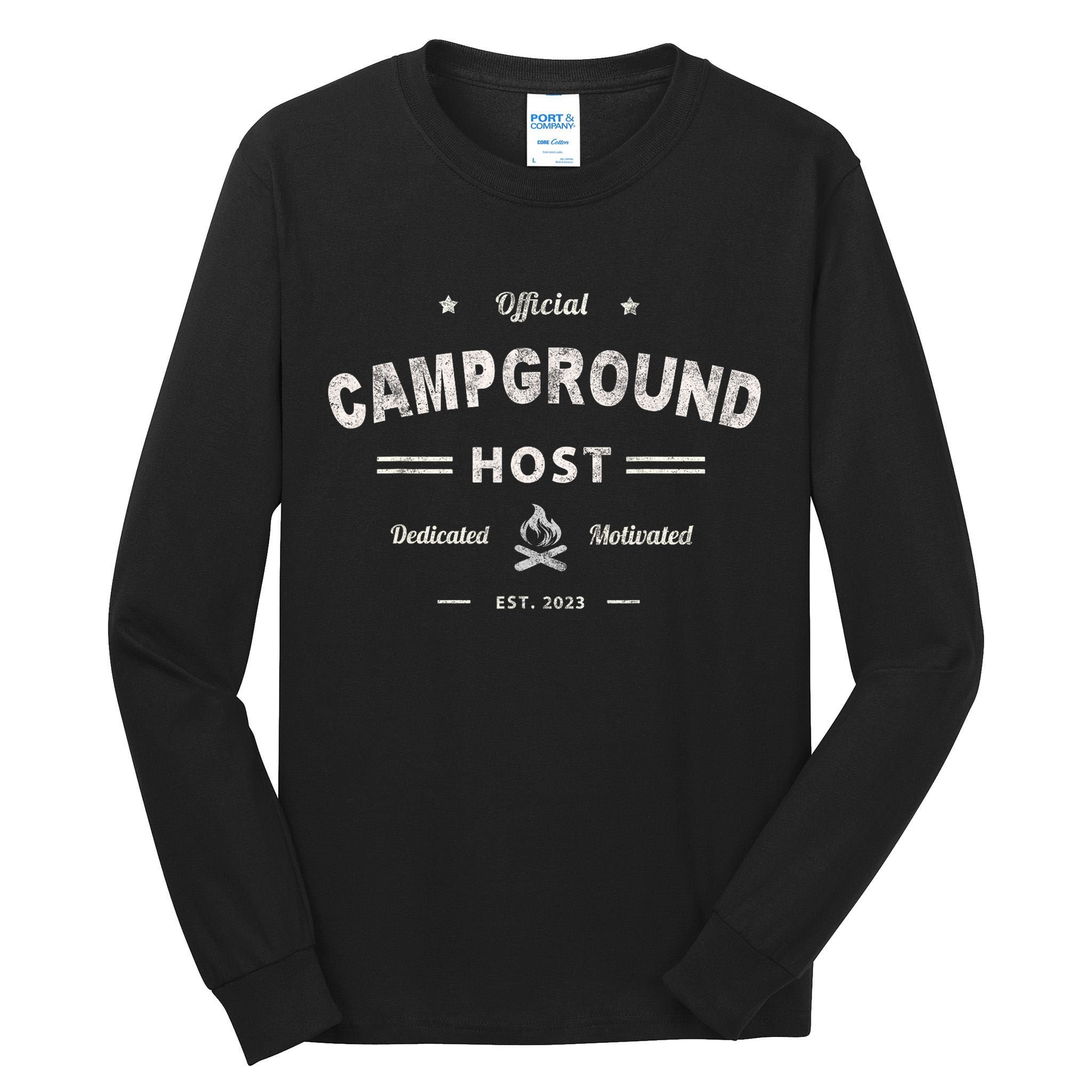 Vintage CAMPGROUND HOST Squad Summer Camp Campsite Staff Tall Long Sleeve T-Shirt
