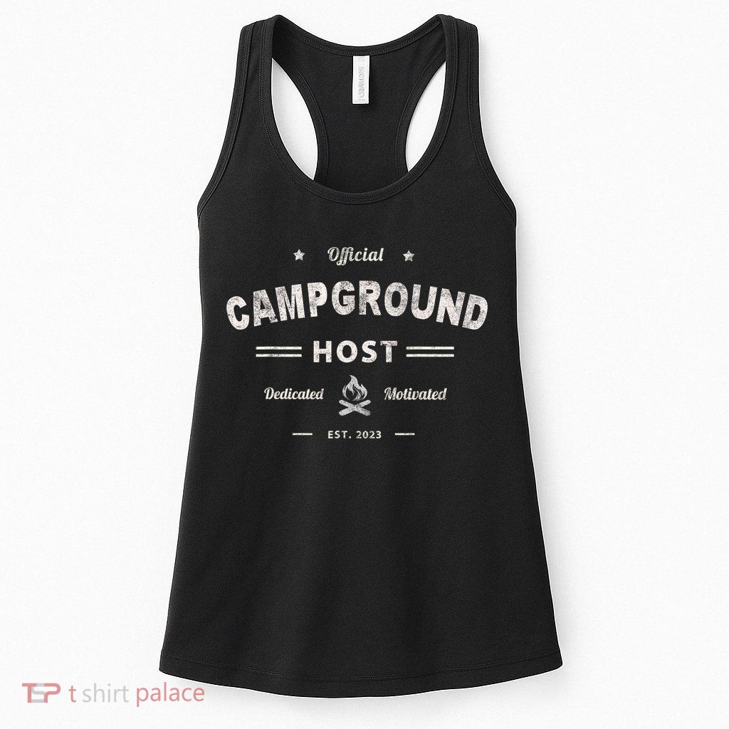 Vintage CAMPGROUND HOST Squad Summer Camp Campsite Staff Womens Tank Top