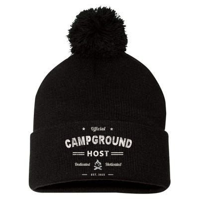 Vintage CAMPGROUND HOST Squad Summer Camp Campsite Staff Pom Pom 12in Knit Beanie