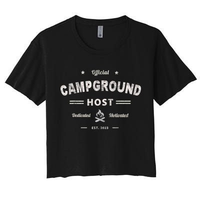 Vintage CAMPGROUND HOST Squad Summer Camp Campsite Staff Crop Top
