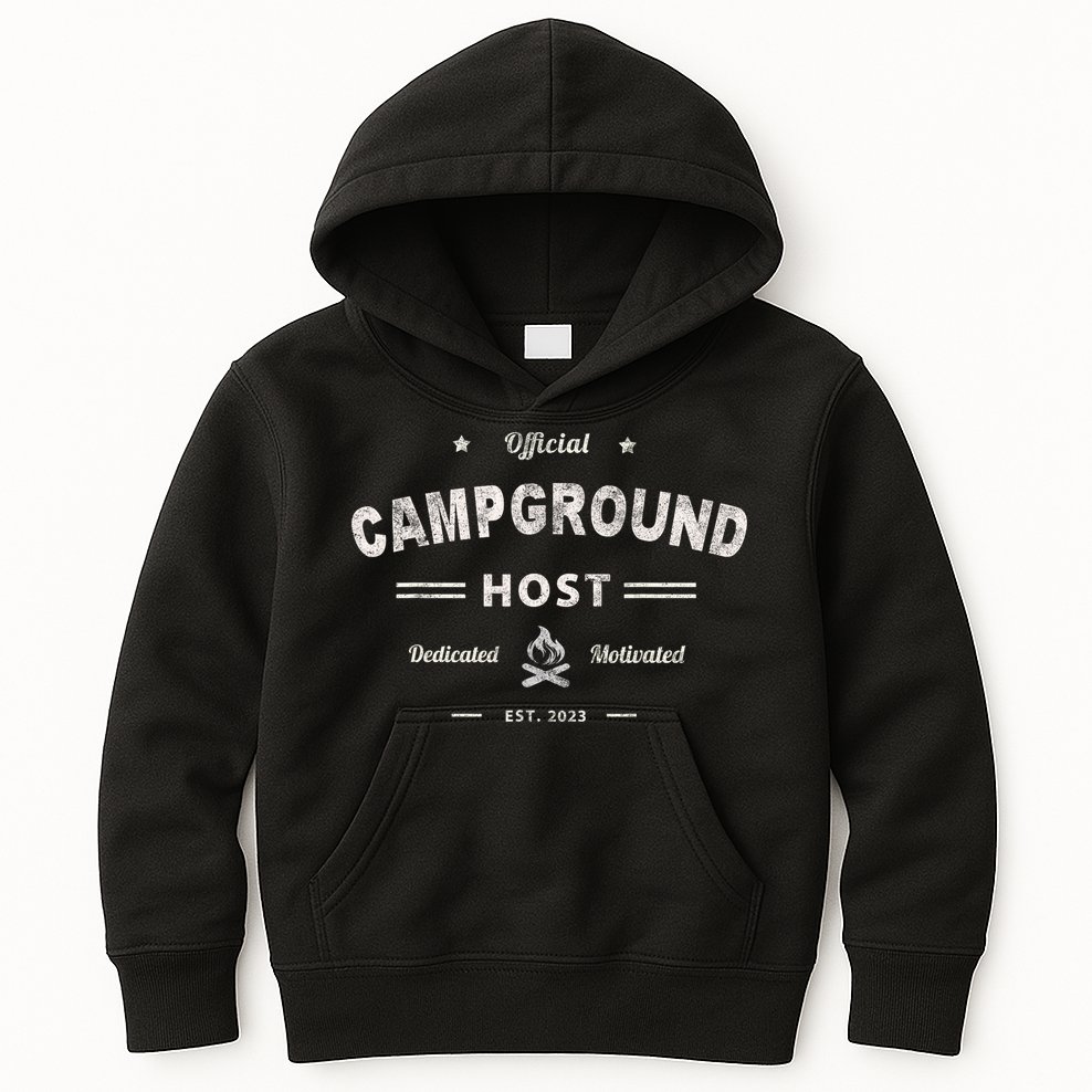 Vintage CAMPGROUND HOST Squad Summer Camp Campsite Staff Kids Hoodie