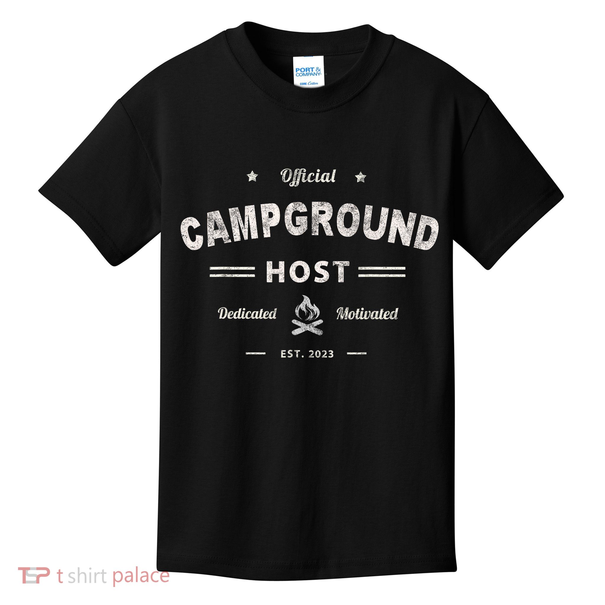 Vintage CAMPGROUND HOST Squad Summer Camp Campsite Staff Kids T-Shirt