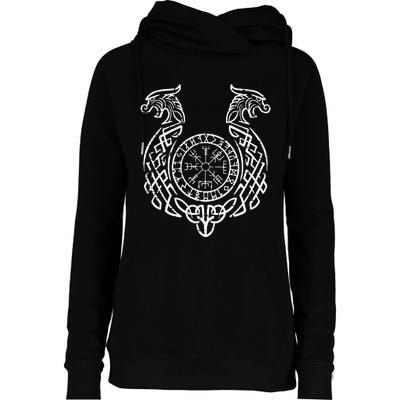 Viking Compass Helm Of Awe Norse Mythology Womens Funnel Neck Pullover Hood