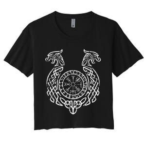 Viking Compass Helm Of Awe Norse Mythology Women's Crop Top Tee