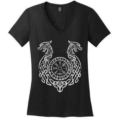 Viking Compass Helm Of Awe Norse Mythology Women's V-Neck T-Shirt