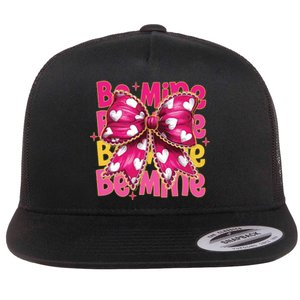 Valentine Coquette Heart Be Mine Flat Bill Trucker Hat