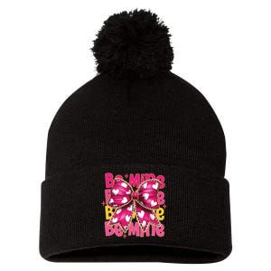 Valentine Coquette Heart Be Mine Pom Pom 12in Knit Beanie