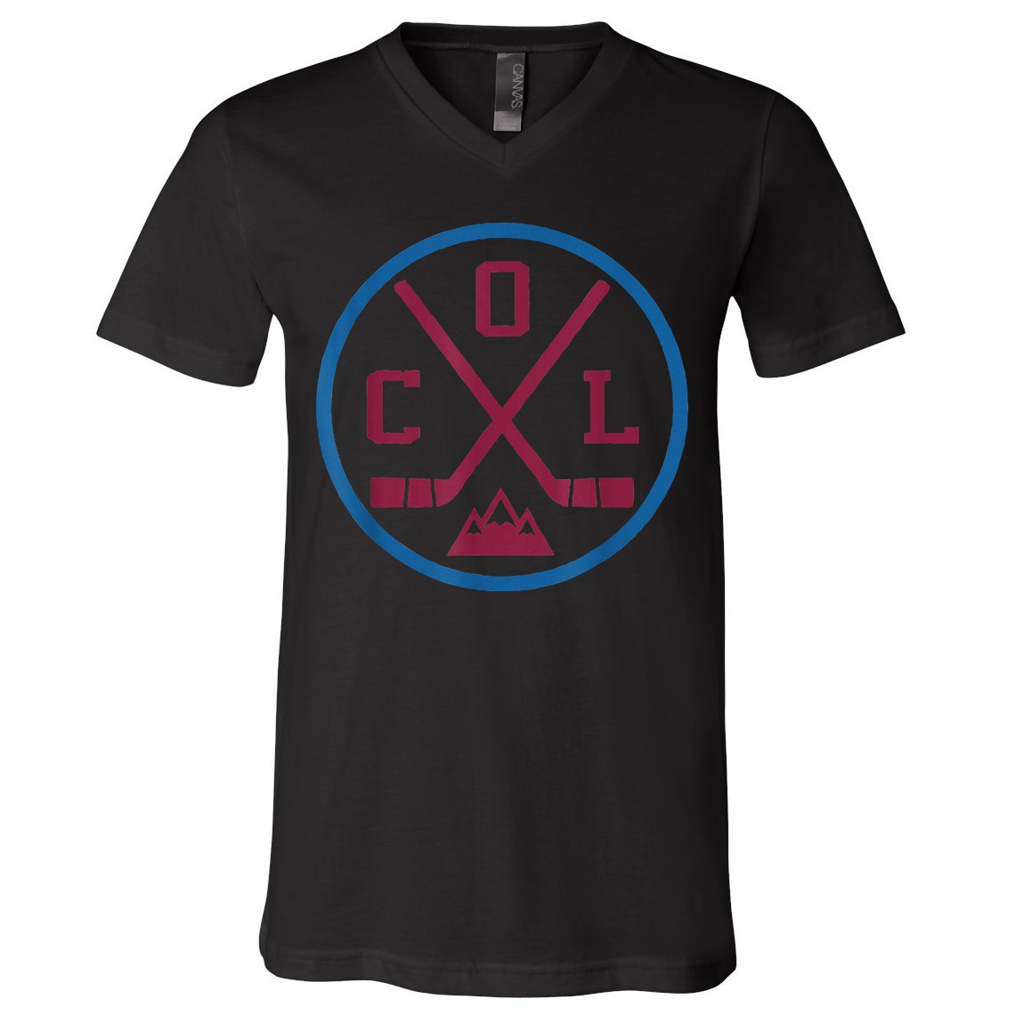 Vintage Colorado Hockey Emblem Col V-Neck T-Shirt