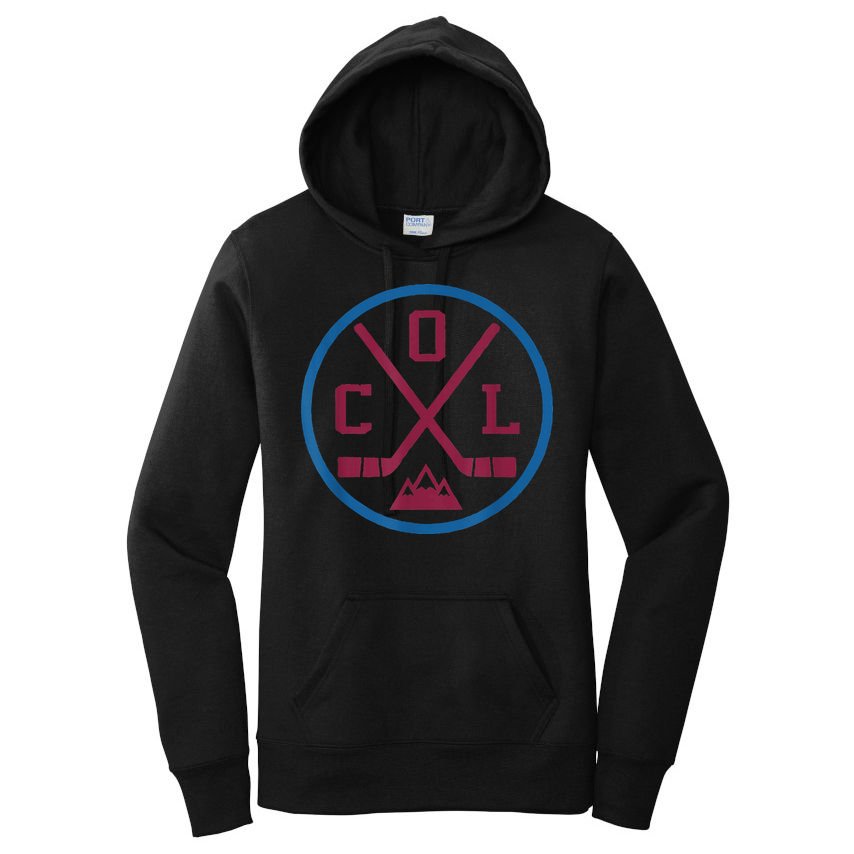 Vintage Colorado Hockey Emblem Col Women's Pullover Hoodie