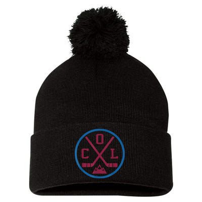 Vintage Colorado Hockey Emblem Col Pom Pom 12in Knit Beanie