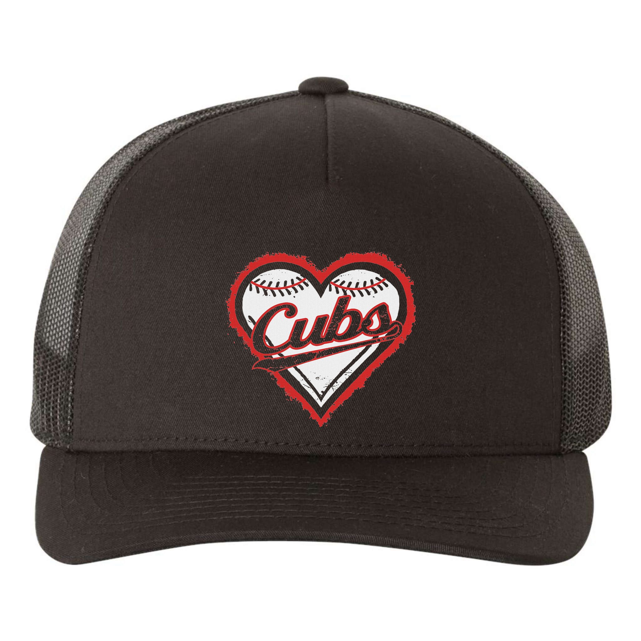 Vintage Cubs Heart Throwback Retro Classic Yupoong Adult 5-Panel Trucker Hat