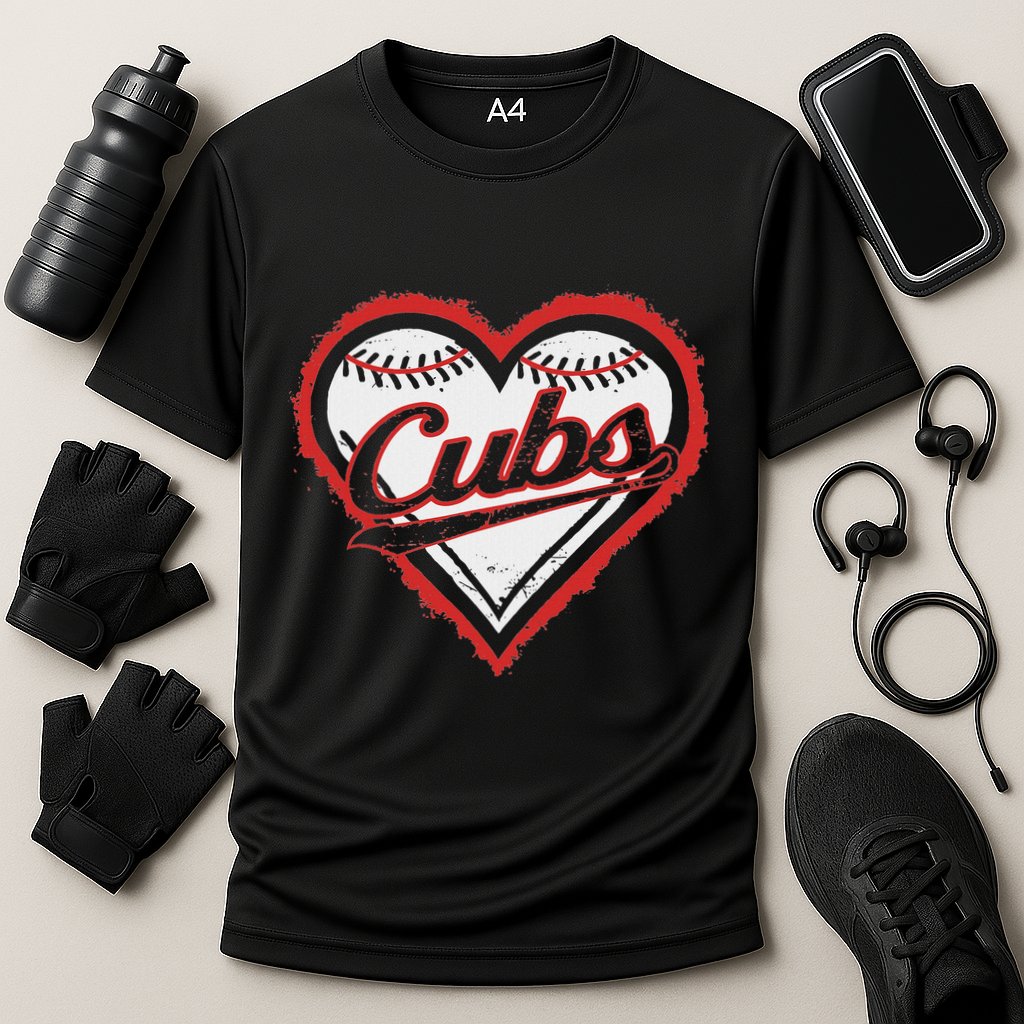 Vintage Cubs Heart Throwback Retro Classic Cooling Performance Crew T-Shirt