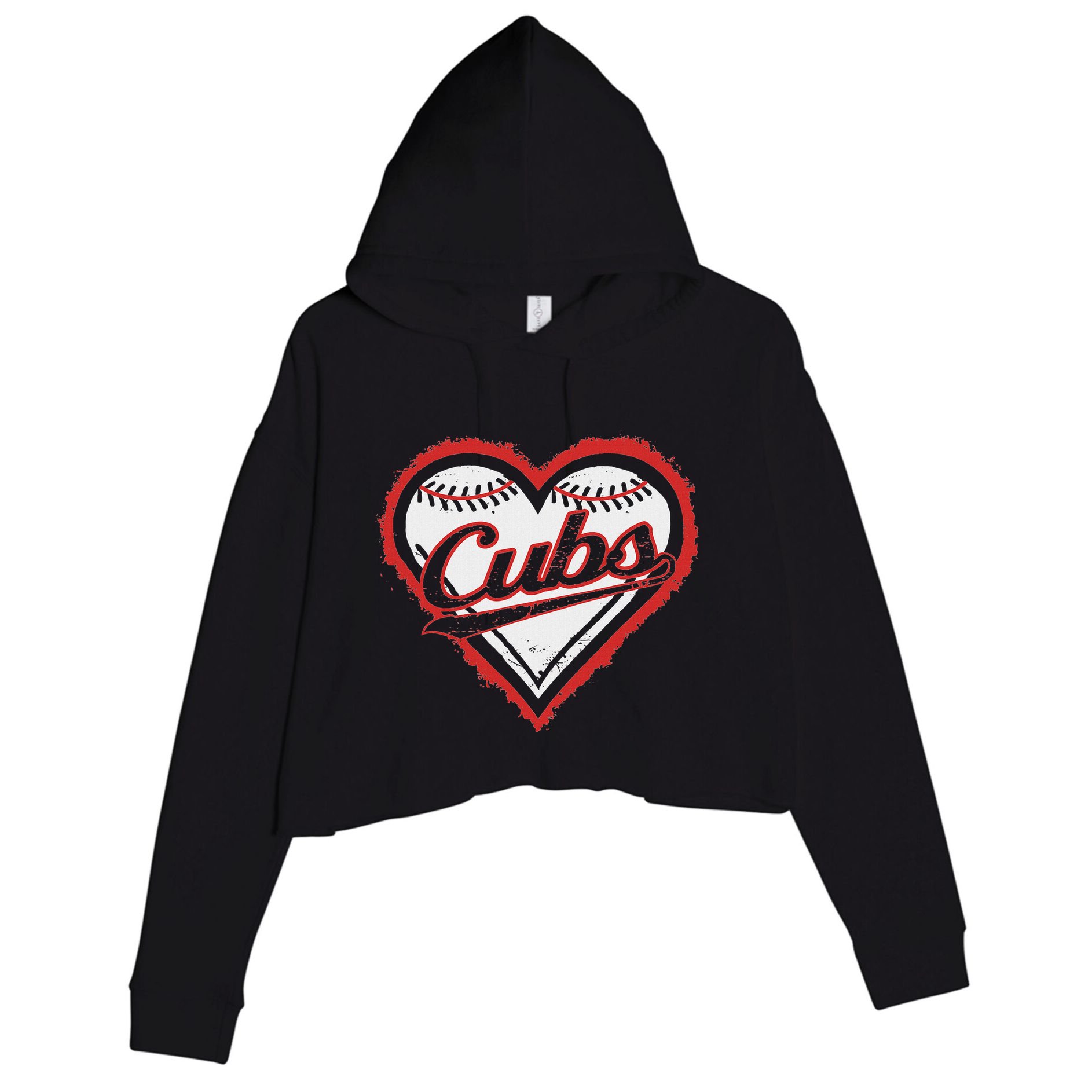 Vintage Cubs Heart Throwback Retro Classic Crop Fleece Hoodie