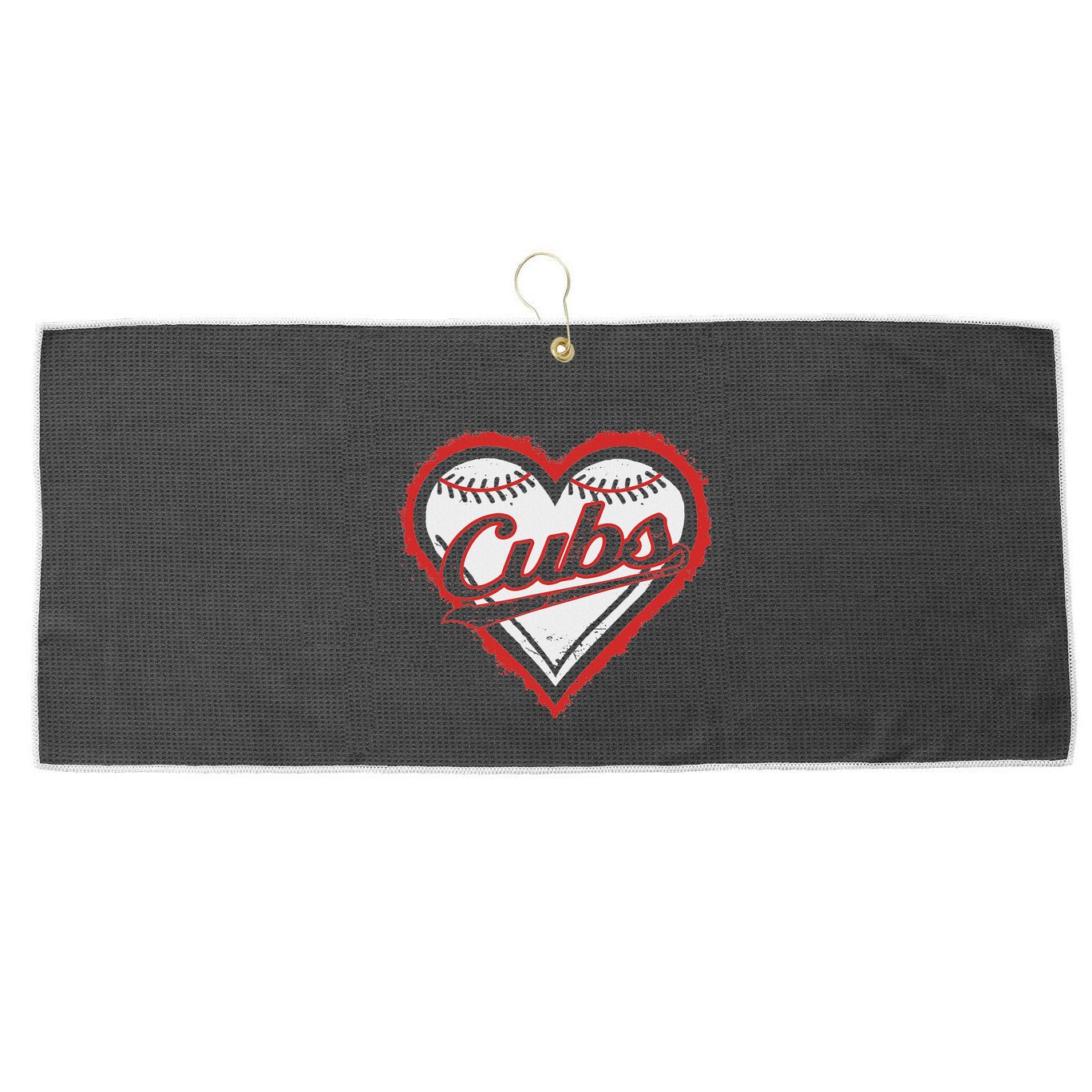 Vintage Cubs Heart Throwback Retro Classic Large Microfiber Waffle Golf Towel