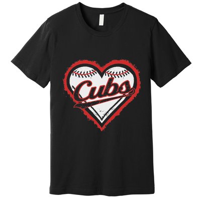 Vintage Cubs Heart Throwback Retro Classic Premium T-Shirt