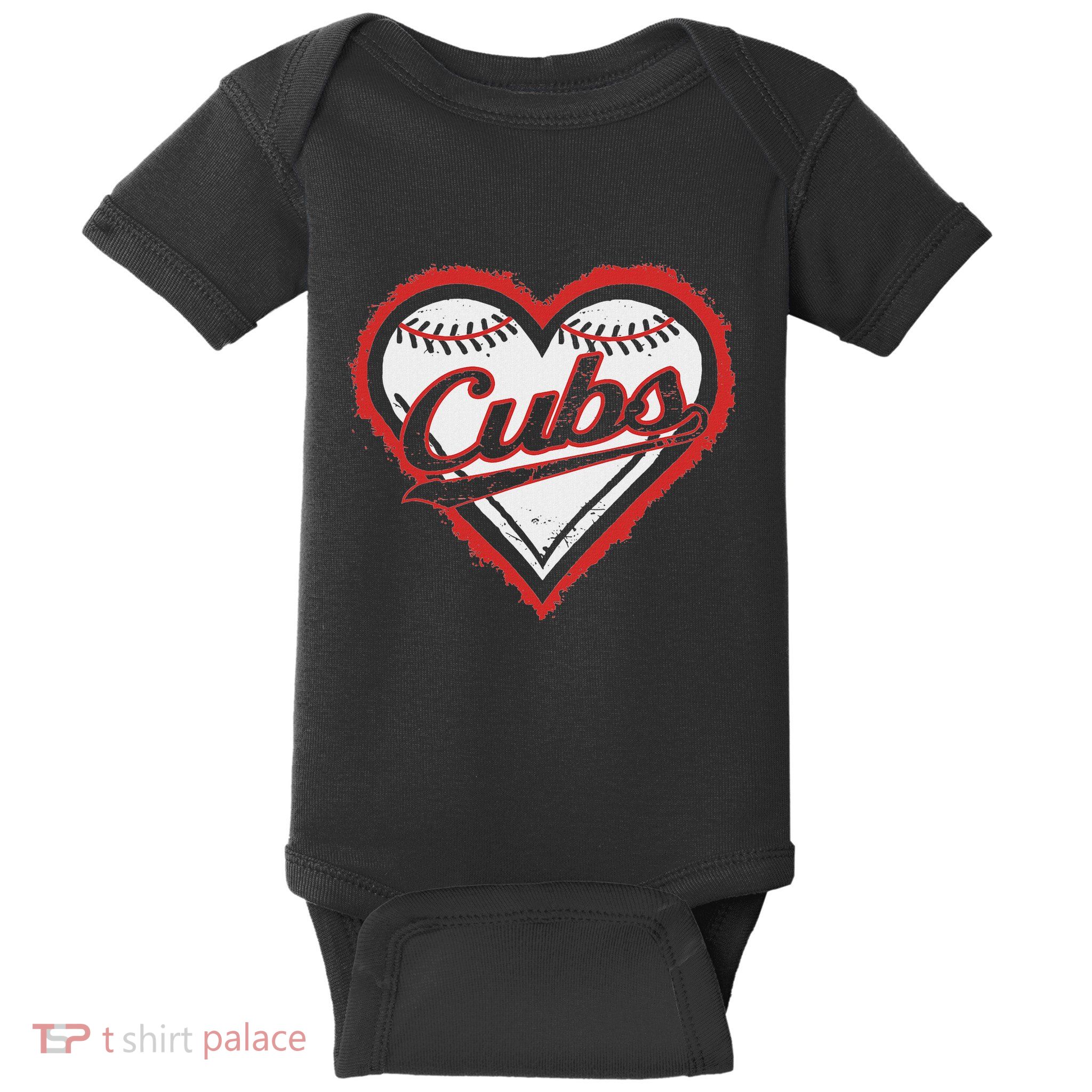 Vintage Cubs Heart Throwback Retro Classic Baby Bodysuit