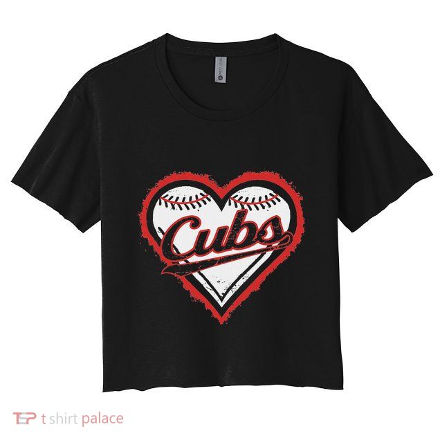 Vintage Cubs Heart Throwback Retro Classic Crop Top