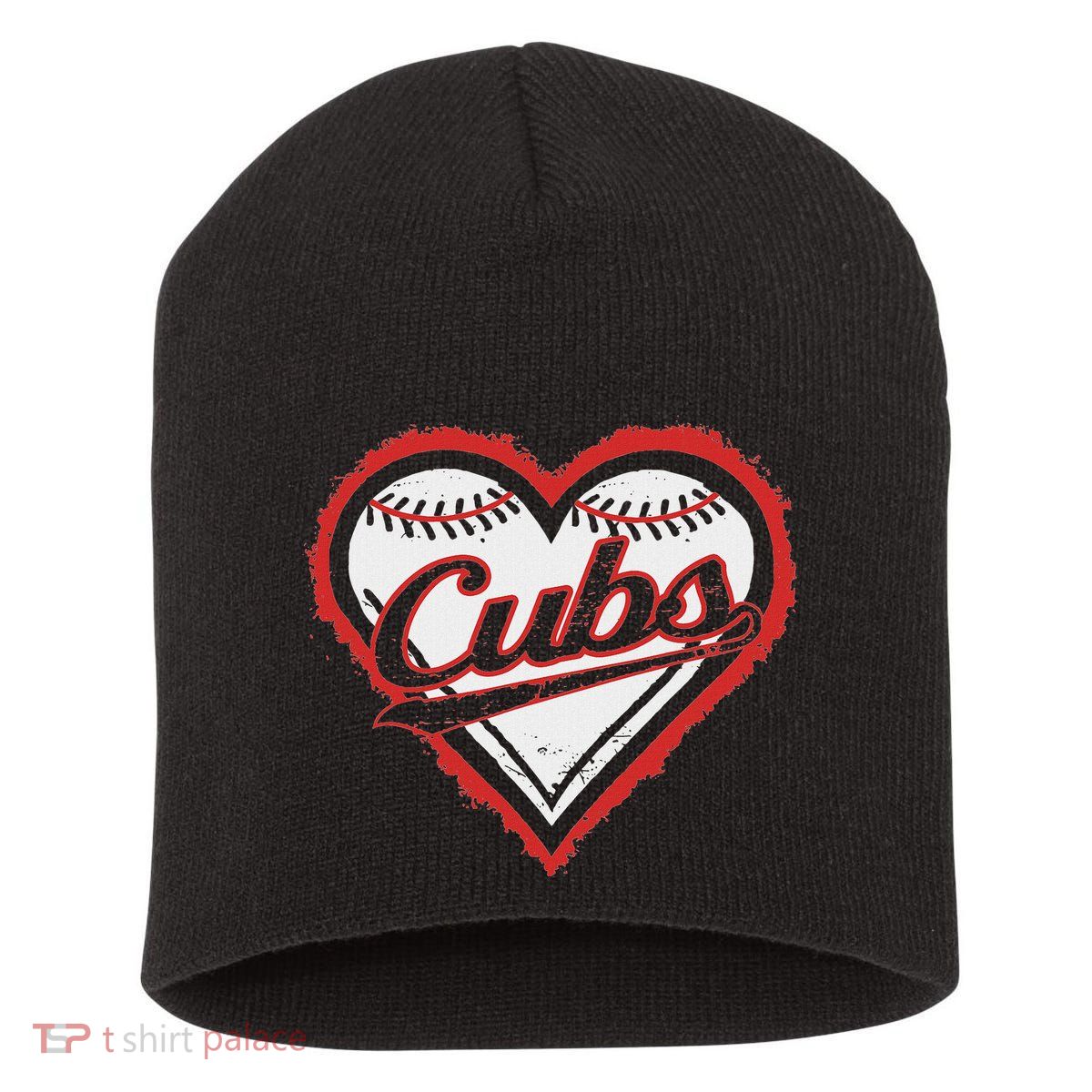 Vintage Cubs Heart Throwback Retro Classic Short Acrylic Beanie