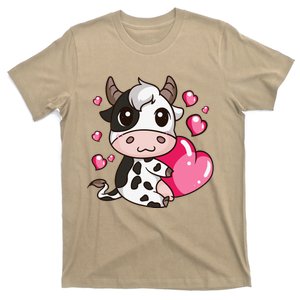 Valentine Cow Holding Heart Love Valentine's Day Cow T-Shirt