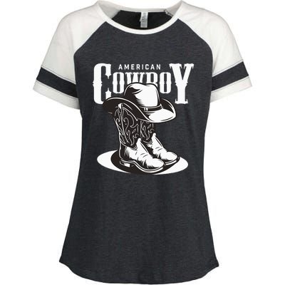 Vintage Cowboy Howdy Rodeo Western Vintage Country Southern Enza Ladies Jersey Colorblock Tee