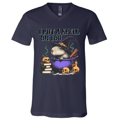 Vintage Capybara Halloween I Put Spell On You V-Neck T-Shirt