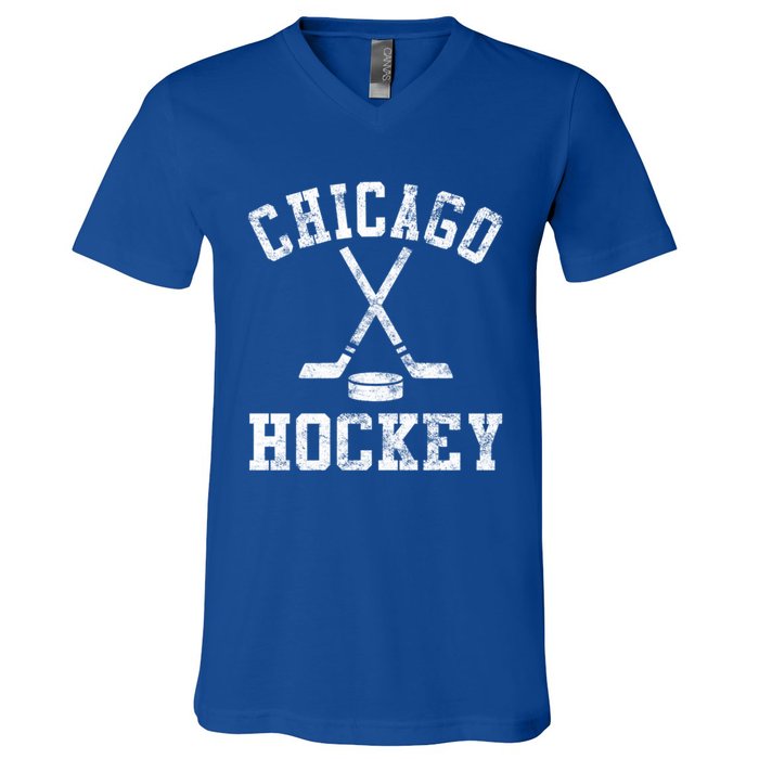 Vintage Chicago Hockey Cool Gift V-Neck T-Shirt