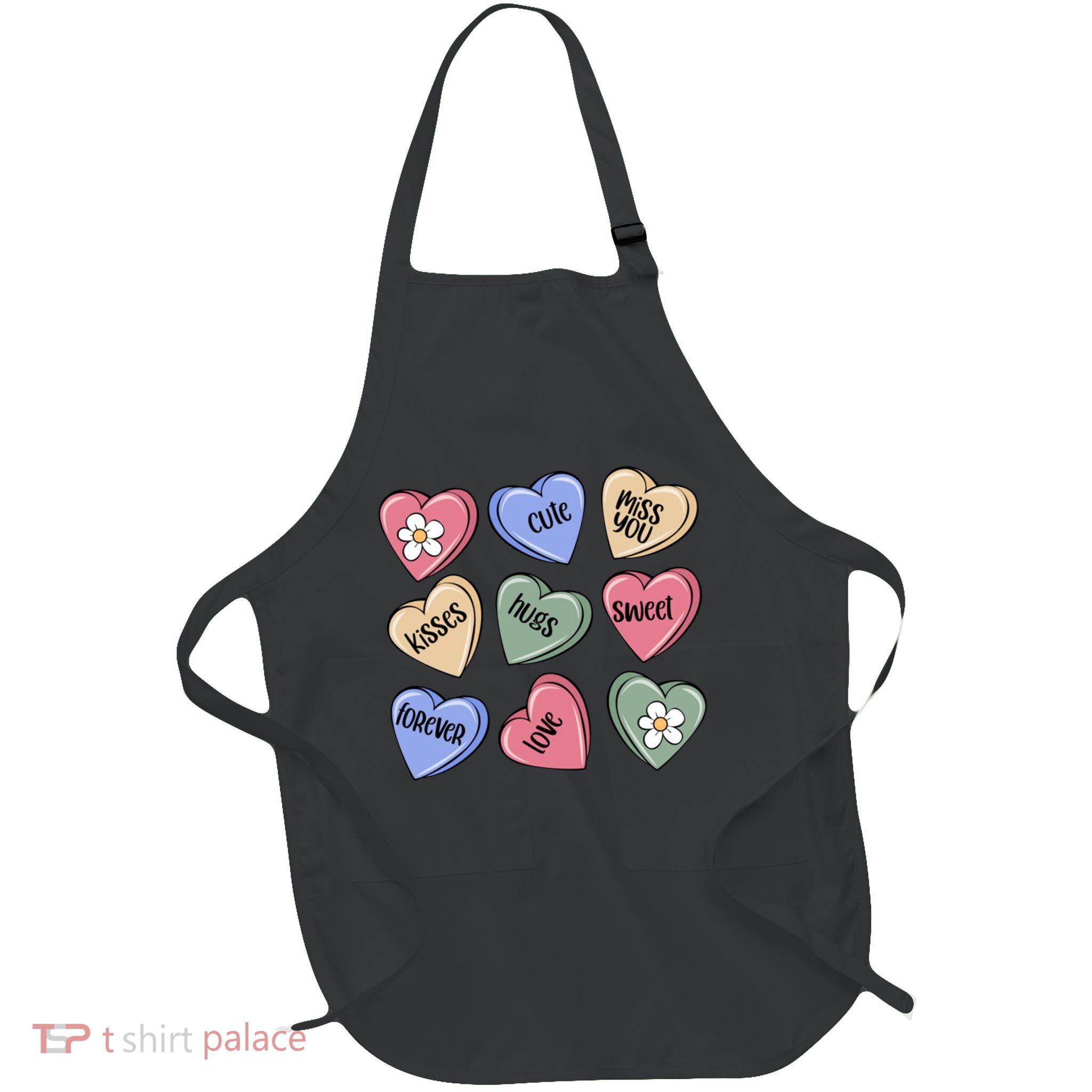 Valentine Candy Hearts Cute Gift Full-Length Apron With Pockets