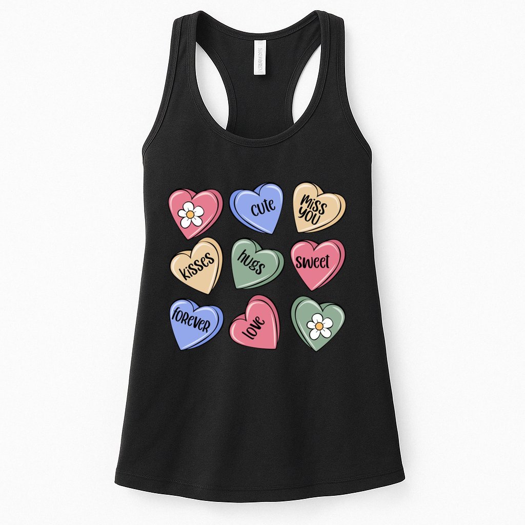 Valentine Candy Hearts Cute Gift Womens Tank Top