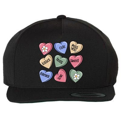Valentine Candy Hearts Cute Gift Wool Snapback Cap