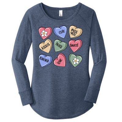 Valentine Candy Hearts Cute Gift Women's Perfect Tri Tunic Long Sleeve Shirt