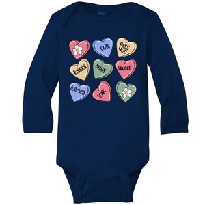 Valentine Candy Hearts Cute Gift Baby Long Sleeve Bodysuit