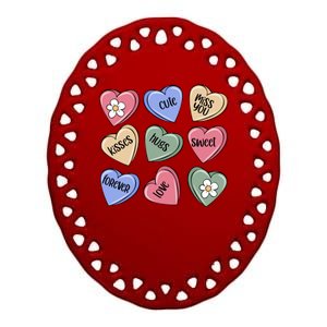 Valentine Candy Hearts Cute Gift Ceramic Oval Ornament