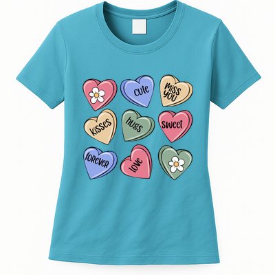 Valentine Candy Hearts Cute Gift Womens T-Shirt