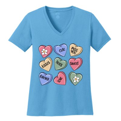Valentine Candy Hearts Cute Gift Women's V-Neck T-Shirt