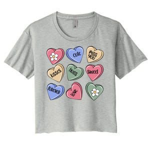 Valentine Candy Hearts Cute Gift Women's Crop Top Tee