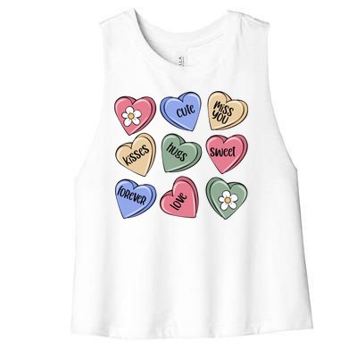 Valentine Candy Hearts Cute Gift Women's Racerback Cropped Tank