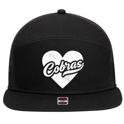 Vintage Cobras High School Spirit Go Cobras Love 7 Panel Mesh Trucker Snapback Hat