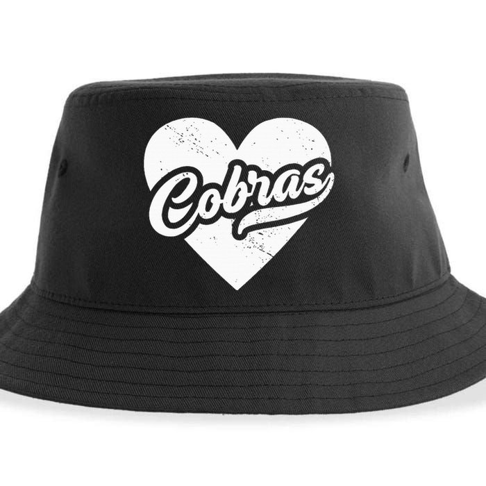 Vintage Cobras High School Spirit Go Cobras Love Sustainable Bucket Hat